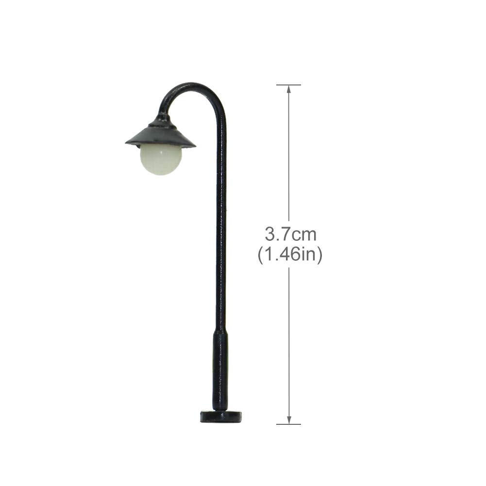 Evemodel 10pcs Échelle N 1:150 Modèle Ferroviaire Modèle de Lampadaire Rétro 3.7cm LED 3V