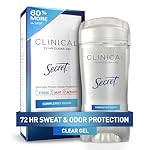 Secret Clinical Strength Antiperspirant Deodorant for Women, 3X Stress Protection, 72hr Sweat & Odor Protection, PH Balancing Minerals, Clear Gel, Completely Clean Scent, 2.6 oz
