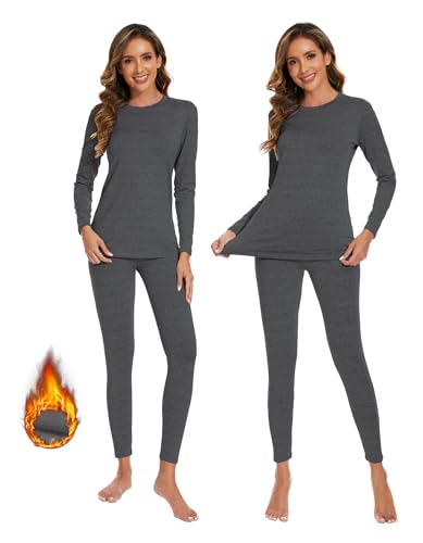 Image of YADIFEN Women Thermal Underwear Set,Long Johns for Women Base Layer with Fleece Lined Long Underwear Top Bottom Cold Weather