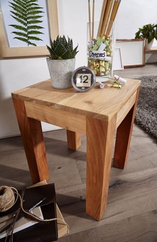 FineBuy Beistelltisch Massiv-Holz 35 x 35 cm Wohnzimmer-Tisch Design braun Landhaus-Stil Couchtisch Farbe wählbar Braun – Bild 6