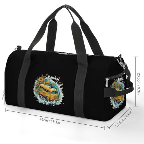 Funny School Bus Gym Bag Travel Duffel Bag Sports Tote Bag Workout Bag Weekender Bag for Women Men2