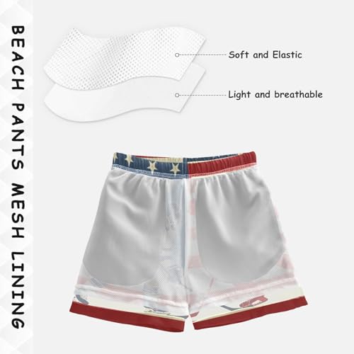 Boys Beach Board Shorts America Hockey Sport Swim Trunk Teen Swimwear 8-16Y Multicolor4