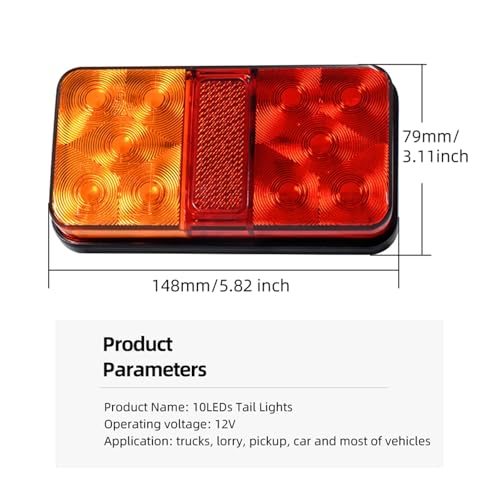 Feu de freinage LED 12V tout-en-un pour remorque et camping-car