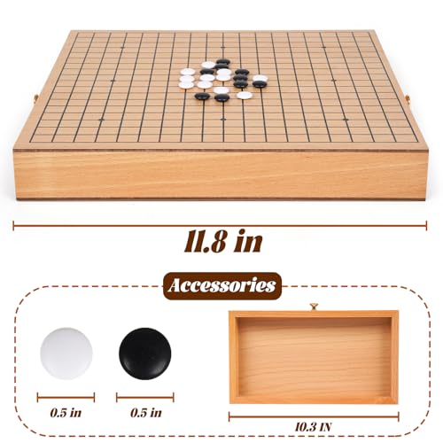 Juego de mesa Go tradicional de madera de 12 pulgadas miniatura 6