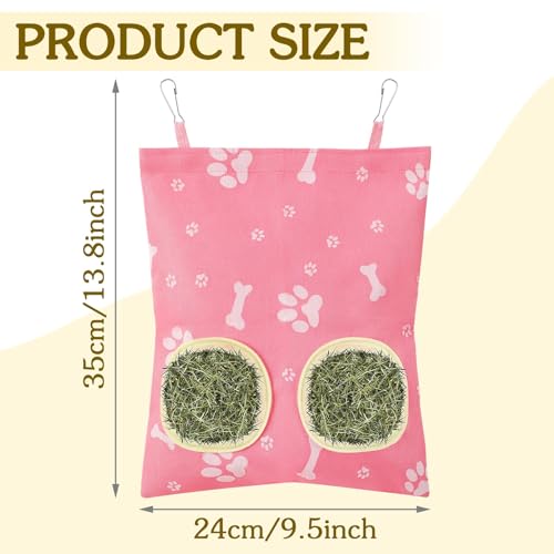UPINS 3 Hay Bag for Rabbits - 2-Hole Hanging Hay Feeder for Rabbits, Chinchillas, Hamsters & Small Pets - Image 2