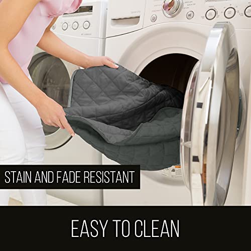 Sofa Shield Patented Couch Slip Cover, Large Cushion Protector, Reversible Stain And Dog Tear Resistant Slipcover, Quilted Microfiber 88” Seat, Washable Covers For Dogs Pets Kids, Charcoal #TOP7