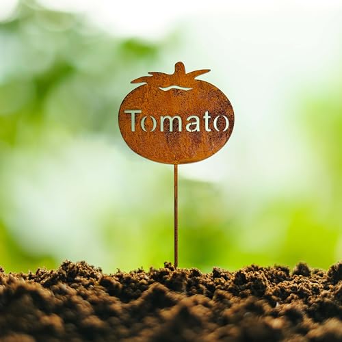 Thungeek Rustic Iron Vegetable Marker - Indoor/Outdoor Vegetable Garden Label - Plant Tags for Pots - Decorative Plant Stake Stake for Farmhouse/Greenhouse (Tomato)