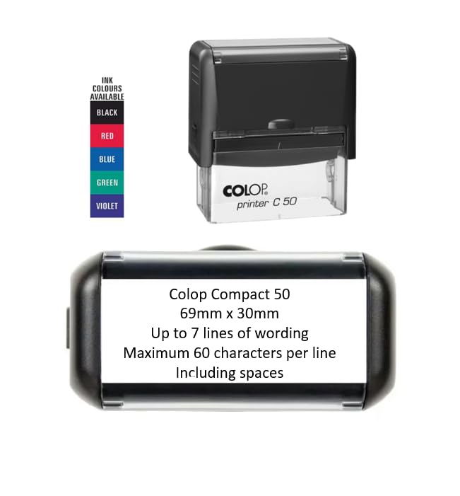 Personalised Custom Made Self-Inking Business Company Address Rubber Ink Stamp - 68mm x 29mm (Up to 7 Lines)