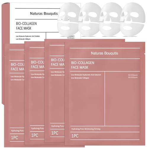 4 Piezas Mascarilla Colageno Facial Coreana, Mascarillas Faciales, Cosmetica Coreana Facial, Bio...