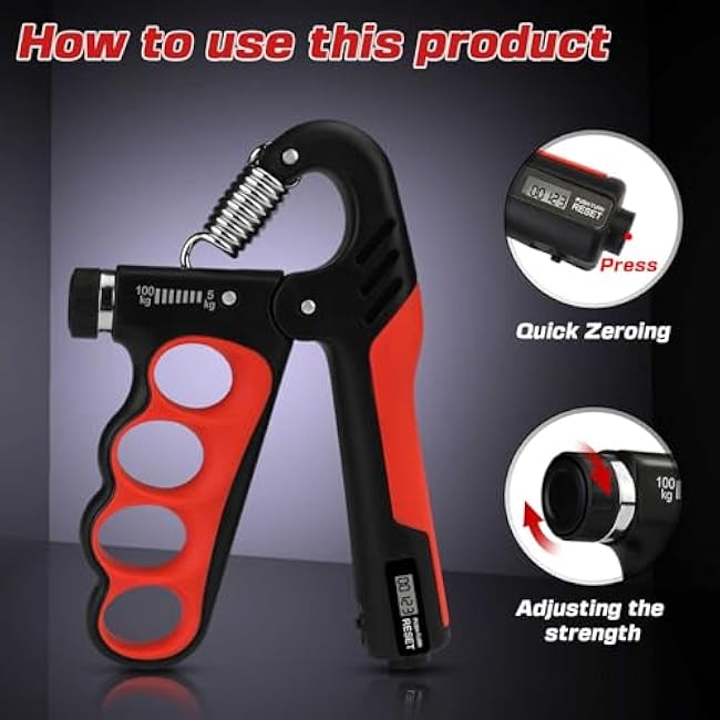 4Pcs Grip Strength Trainer Kit, 11-220lbs Adjustable Forearm Gripper, Finger Exerciser & Hand Strengthener Rehab, Wrist Exerciser Strengthener for Men