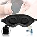 LIMINI Masque de nuit super confortable |Masques de sommeil 3D noir pour homme, femme, anti lumière | SLEEP MASK | Kit bien dormir pour voyages, en transport (avion, voiture, train) ou sieste