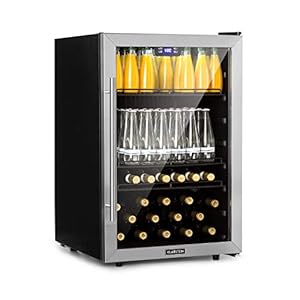 Klarstein Beersafe 5XL drankenkoelkast – koelkast, 148 L voor maximaal 231 drankblikken, 3 metalen planken, glazen deur, vrijstaand, vloerwielen, roestvrijstalen front