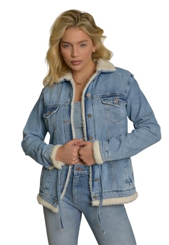 Jaqueta Parka Jeans Feminina Forrada em Sherpa Lemier Collection