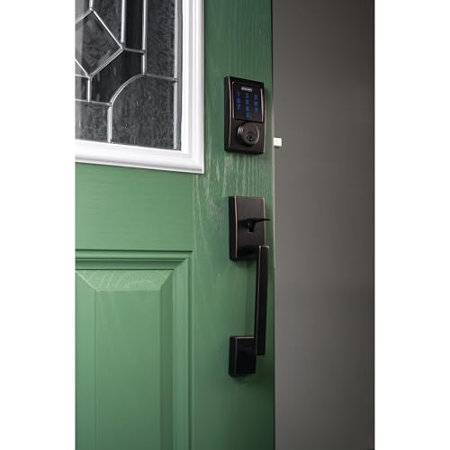 Image of Schlage Connect Smart Deadbolt Lock with Century Trim, Aged Bronze | Keyless entry door lock, Touchscreen keypad deadbolt, Z-Wave Plus smart lock, Ring alarm compatible, Easy install, BE469