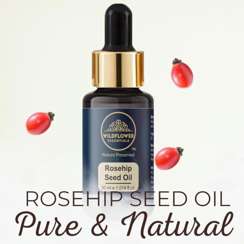 Image of Rosehip Seed Oil Cold Pressed For Face, Skin, Hair & Body, Collagen Pure & Natural with Glass Dropper 30ml