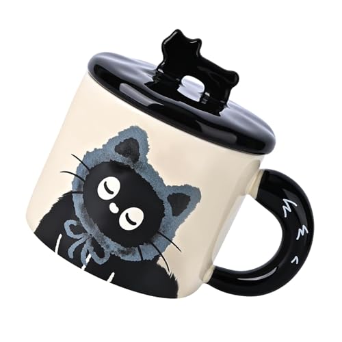 セラミックコーヒーカップ創造的人格ドリンクマグハンドルと蓋 370 ミリリットル家庭用箸置き簡単にきれいなマグ