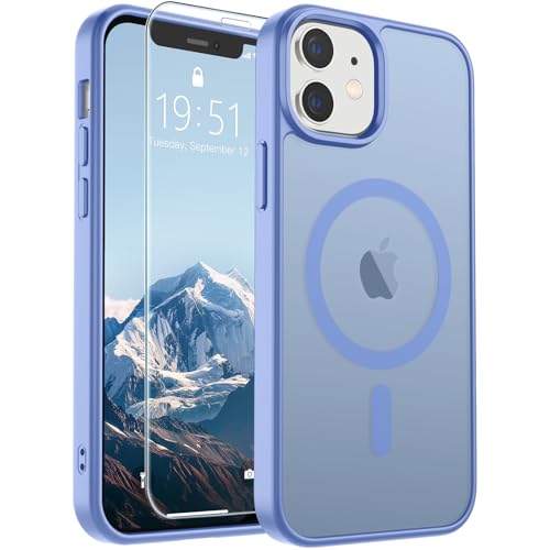 Image of SUPFINE Magnetic for iPhone 12 Case /iPhone 12 Pro Case (Compatible with MagSafe)(Military Grade Drop Protection) Slim Translucent Matte Shockproof with Anti-Fingerprint Phone Case,Blue Purple