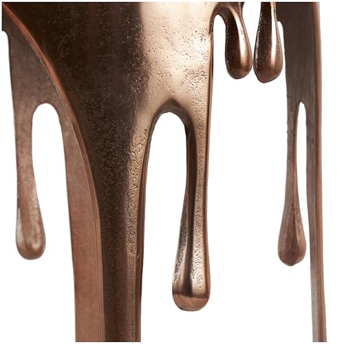 Image of deco 79 Aluminum Metal Abstract Accent Table, Table 16 inch x 16 inch x 25 inch, Copper | Accent table, drip end table with melting designed legs and black glass top, unique end table, living room decor