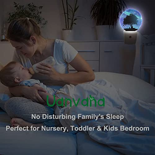 Image of Galaxy Night Light Big Tree Under Starry Sky Stars Plug-in Night Lights with Dusk-to-Dawn Sensor for Bedroom, Bathroom and Living Room 0.5W Sleep Friendly for Women /Girls /Boys
