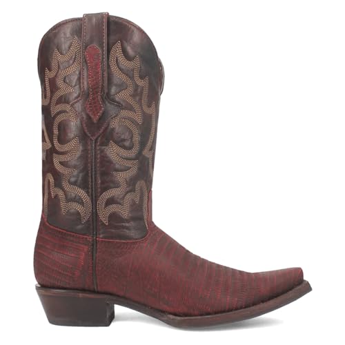 Dingo Mens The Duke Embroidered Lizard Print Snip Toe Pull On Casual Boots Mid Calf - Red