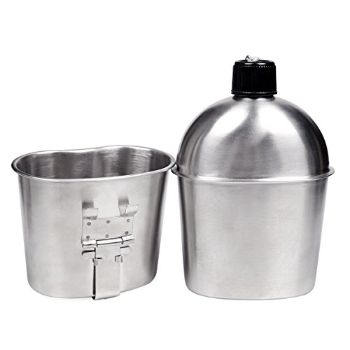 Goetland Stainless Steel Wwii Us Military Canteen Kit 1Qt With 0.5Qt Cup Nylon Cover G.i. #TOP4