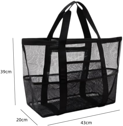 Mesh Storage Shoulder Bag With Separate Wet Dry Compartments Large Capacity Foldable Design For Beach Pool Gym Everyday Use