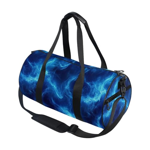 Blue Lightning Sports Duffel Bag Full Print Stylish Barrel Gym Bag with Large Capacity, Adjustable Strap and Side Zipper Pocket for Fitness Sports Travel and Daily Use