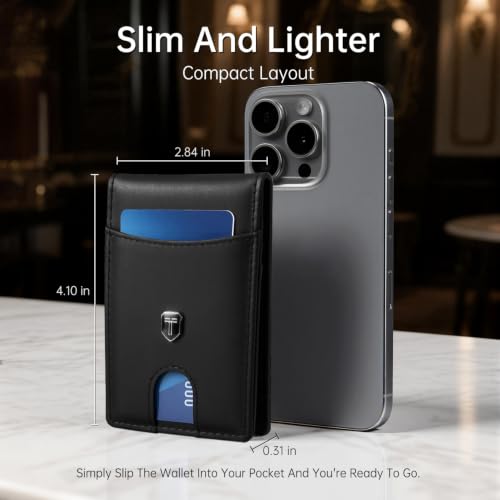 Image of Gostwo Slim Wallet for Men Minimalist Wallet Leather ID Window Card Case with Money Clip