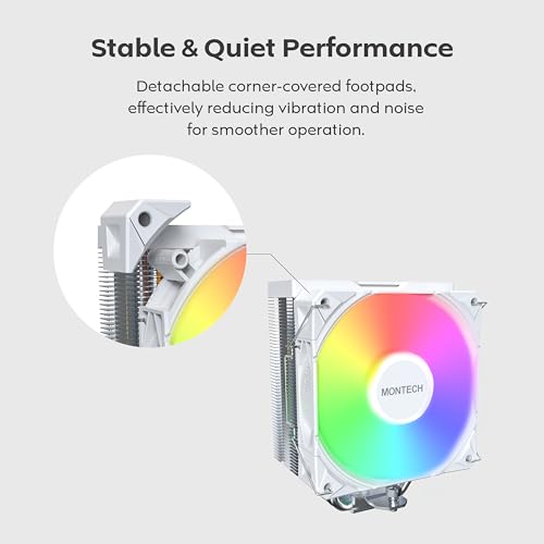 Image of MONTECH NX400 ARGB - CPU Cooler, Single Tower, 4 Advanced Heat Pipes, 52-fin Heat Sink, E28, 120mm FDB Static Pressure Fan, 28mm Fan Thickness, Corner-Cover Footpads, Polished Top Cover, ARGB - White