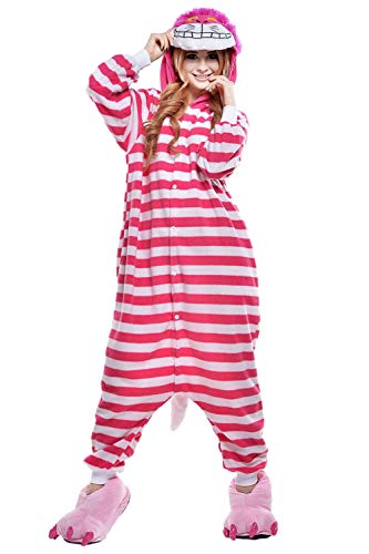 Adult Costume Sleepwear Christams Animal Fleece Pajamas Unisex (X-Large, Cheshire Cat)