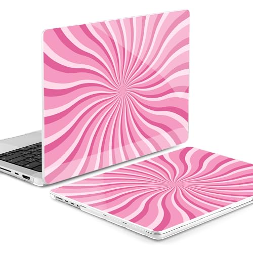 Image of MEEgoodo Case for MacBook Pro 16 inch 2026 2024 2023 2021,Laptop Shell Compatible with M5 M4 M3 M2 M1 Pro /Max Chip, Fit Model A3429 /A3428 /A3403 /A3186 /A2991 /A2780 /A2485, Pink & White Swirl