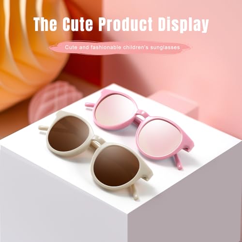 Cute Kids Polarized Sunglasses,Baby Sun Glasses with Strap for Toddler Girls Boys Flexible Round UV400 Protection2