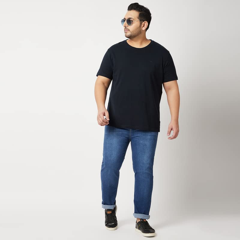 Image of Zush Men's Plus Size Stretchable Dark Blue Color Mid Rise Solid Regular Fit Jeans