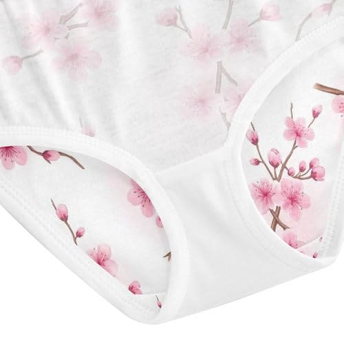 Girl Panties, Cherry Blossom Flowers Toddler Girl Panties, Girls Underwear Cotton, 2T–8 Years4