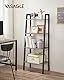 VASAGLE Regal, Bücherregal mit 4 Ebenen, Leiterregal, Standregal, für Wohnzimmer, Schlafzimmer, Küche, Homeoffice, Industrie-Design, Stahlrahmen, Greige-schwarz LLS44MB