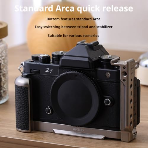 Image of Metal Cage for Nikon ZF, Aluminum Alloy Camera Bracket, Compatible with Arca Swiss, with Dual Cold Shoe(Titanium)