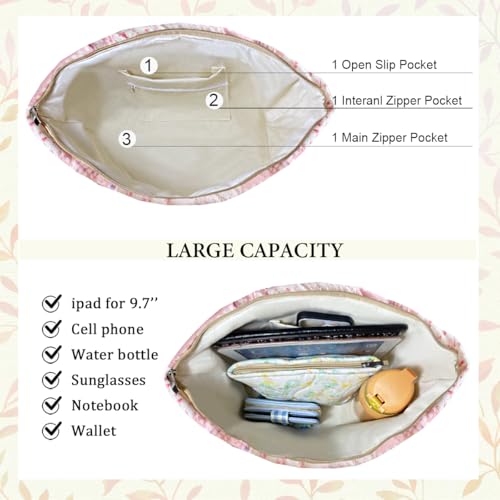 Image of Sunwel Fashion Top Zipper Floral Quilted Bag Small Tote Bag for Women