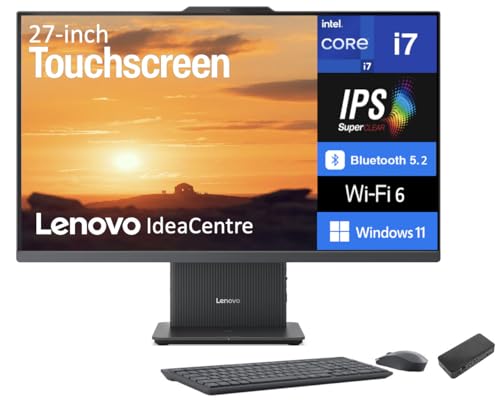 Image of Lenovo IdeaCentre HIGH Performance All-in-One 27 inch Touchscreen IPS FHD Display (Intel i7-13620H, 32GB DDR5, 1TB SSD, Intel UHD, WiFi 6, Webcam, Bluetooth 5.2, Win 11 Home) w /USB-C Dock