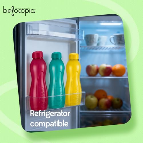 Image of Belocopia - Hiero Premium Plastic Water Bottle (Set of 3, 1L, Multicolor)