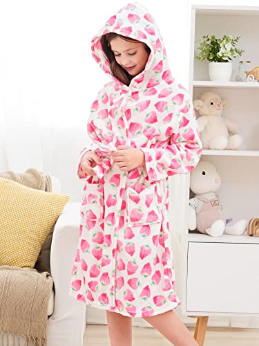Image of Doctor Unicorn Soft Hooded Rainbow Bathrobe Sleepwear for Girls