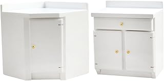 Toyvian 2 Pçs Gabinete De Simulação Casa De Bonecas De Madeira Armários Brancos Em Miniatura Casa De Bonecas Bonecas Vintage Conjuntos De Móveis De Boneca Escala 1/12 Móveis Vintage