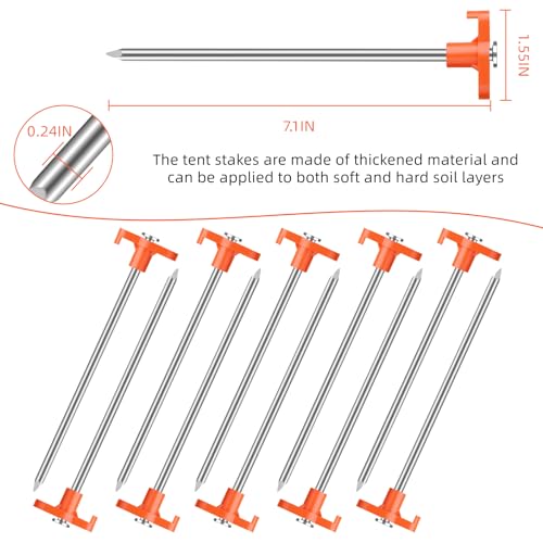 Estacas para tienda de campaña JBPZNJZZ modelo JBPZPZC10 7 pulgadas paquete de 10 piezas color naranja miniatura 2
