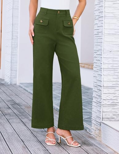 GRACE KARIN Women Wide Leg Pants High Waist Stretchy Pants Dressy Business Work Casual Trousers with Pockets3