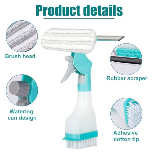 Image of DONGKER 4 in 1 Window Cleaning Kit,Multifunction Window Cleaner Tool with Spray Bottle Squeegee & Microfiber Washer Head for Indoor Outdoor Glass Shower Car