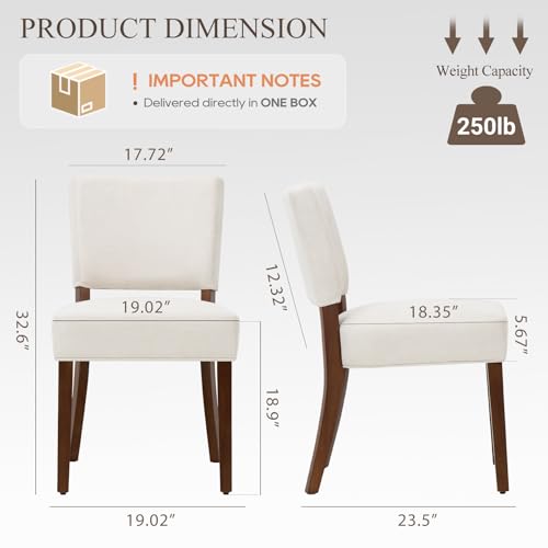 Image of COLAMY Mid Century Modern Dining Chairs Set of 2, Upholstered Kitchen Chairs with Open Back, Farmhouse Fabric Side Dining Room Chairs with Wood Legs for Dining Room Kitchen Restaurant, Beige