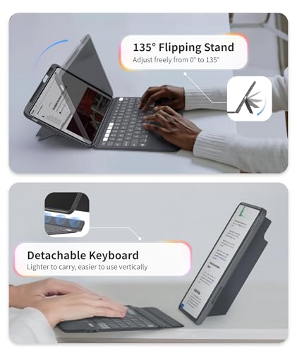 Image of EIP Magnetix Keyboard for iPad Pro 13 in M5 2025 & M4 2024 | Patented stylus shortcuts, adjustable hinge stand, detachable protective case, 7 color backlight, precise cutouts