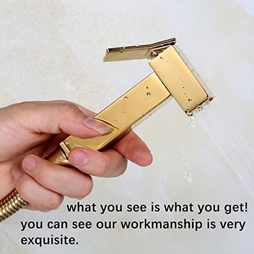 Toilet Bidet Sprayer Hand Held Douche Kit Shiny Gold Bathroom Cleaner Shower Color D E — view 7