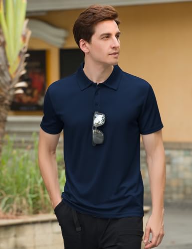 Men's Polo Shirts Short Sleeve Casual Moisture Wicking Dry Fit Solid Golf Shirts