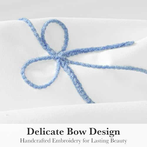 Seasonwood Blue Bow Shower Curtain with Cording Bow Embroidery 72x84 Inches by Seasonwood - Used condition - Image 5