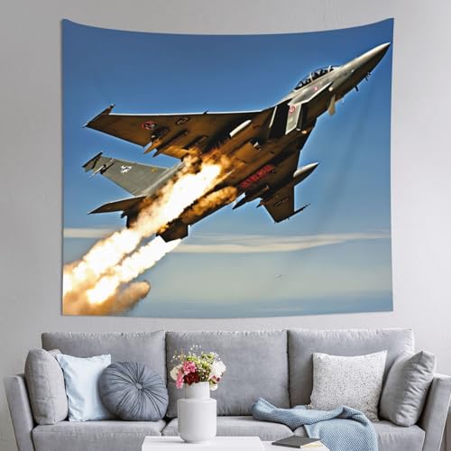 Tapiz grande para colgar en la pared JEJEA con impresión de aviones de combate, 152x130 cm